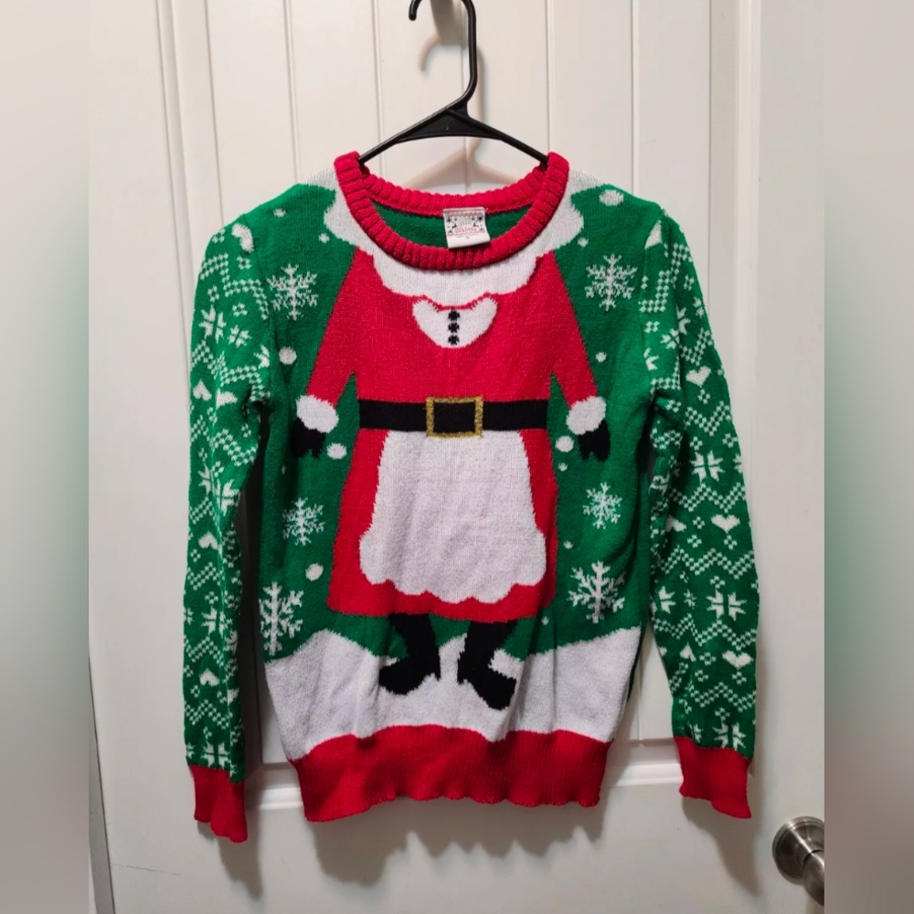 LADIES HOLIDAY UGLY CHRISTMAS MRS CLAUS SWEATER RED/GREEN Size S